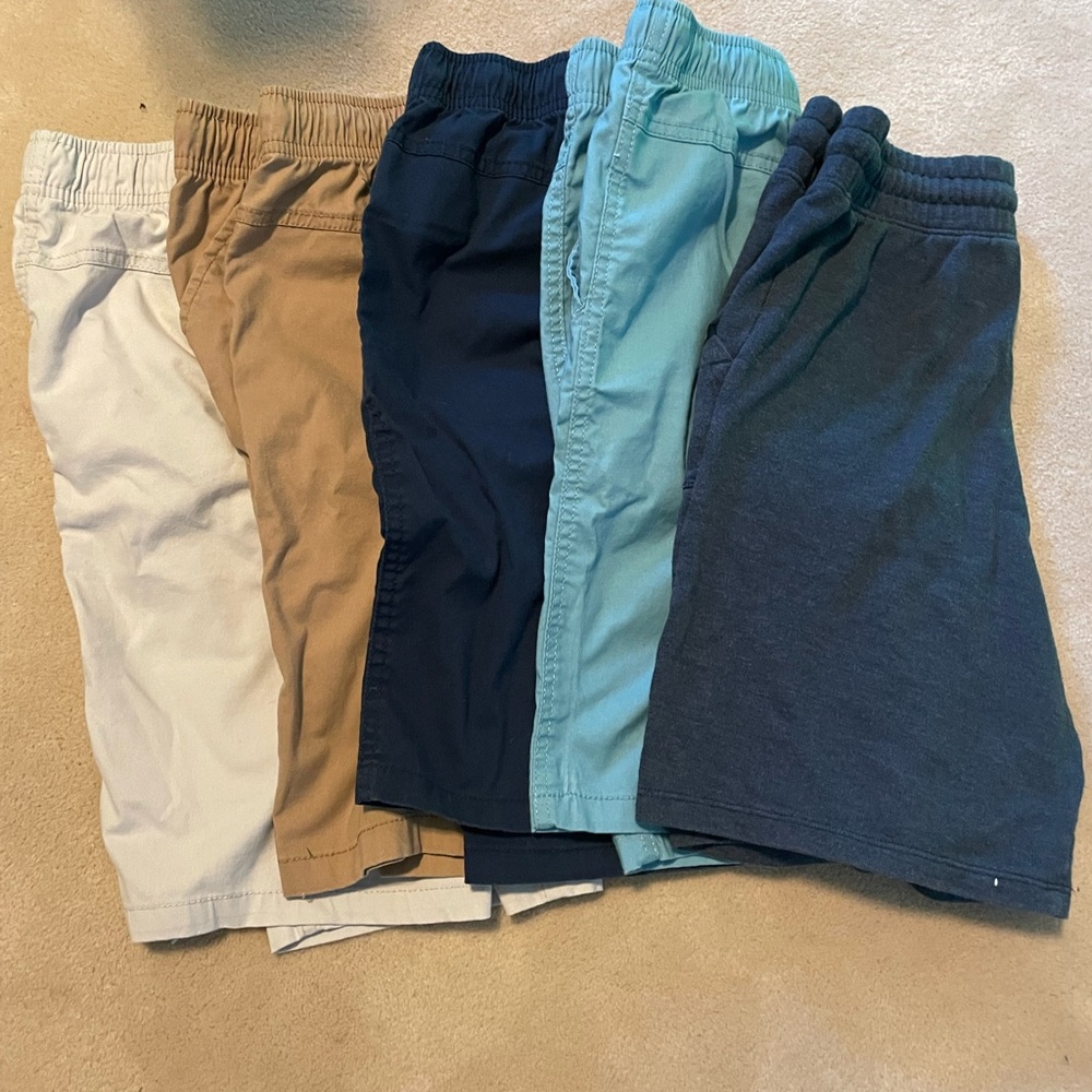 Wonder Nation Kids Elastic Waist Shorts - Blue, Tan, White, Black